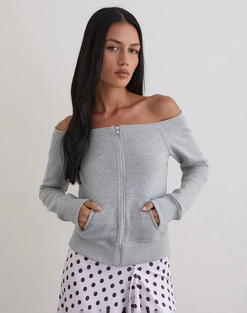 Airazo Bardot Sweater In Grey Marl 1