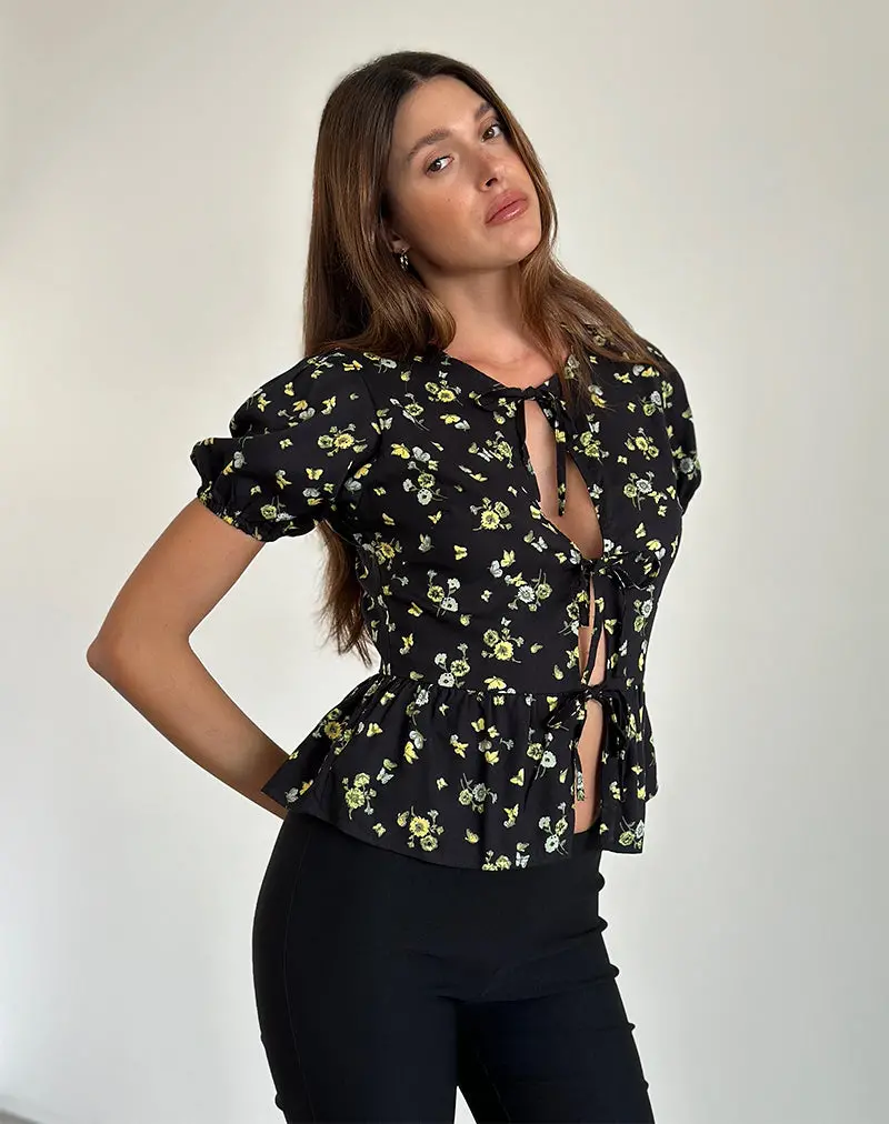 Ajasi Blouse In Lemon And Lime Black 1
