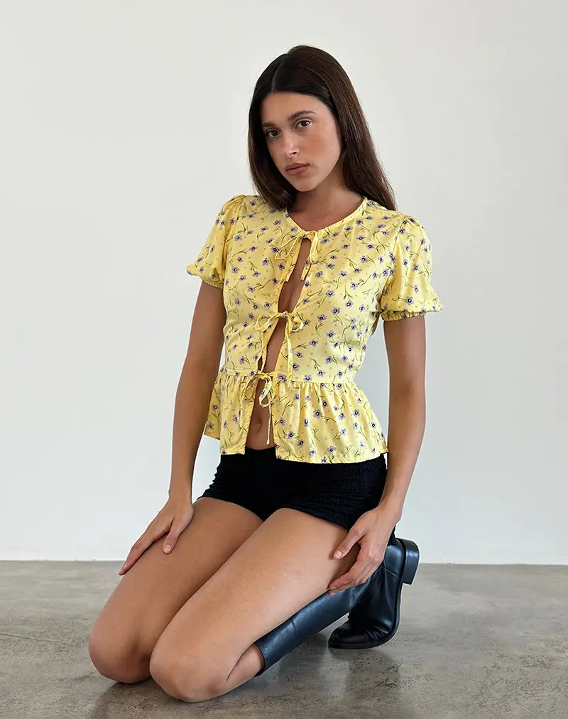 Ajasi Blouse In Wild Flower Lemon Drop 1