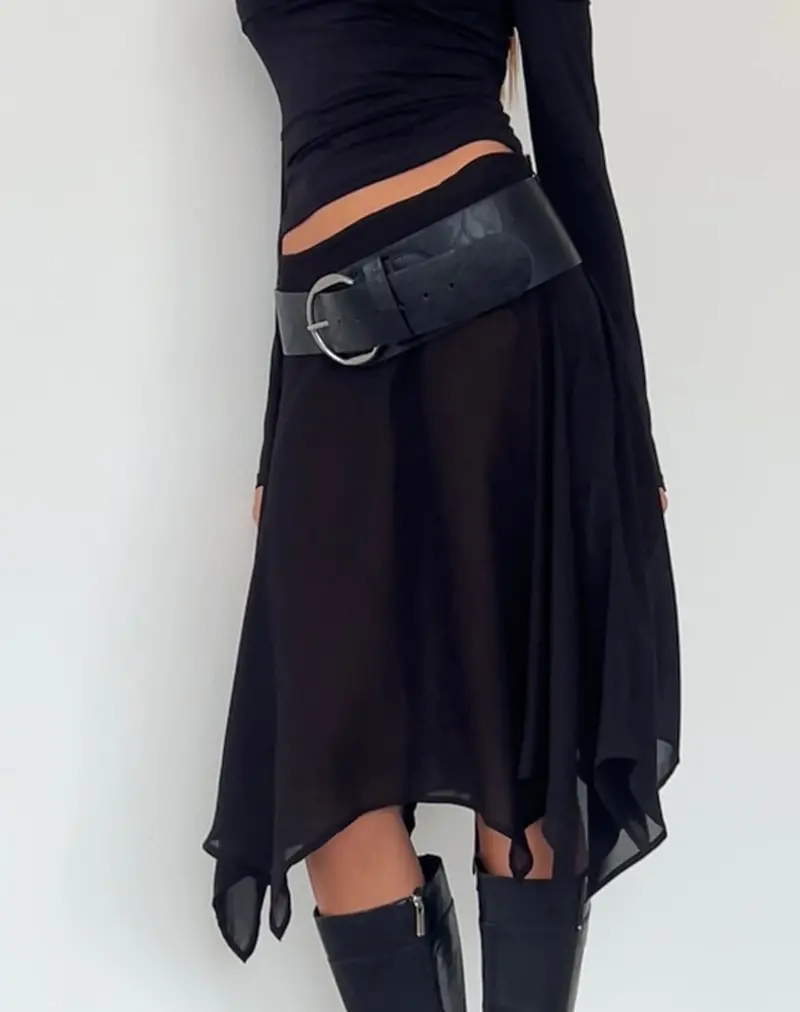 Albertha Midi Skirt In Chiffon Black 1