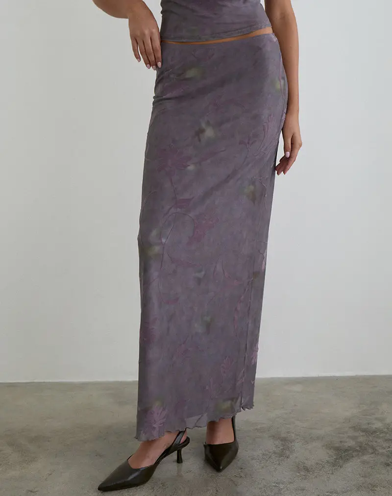 Alfreda Maxi Skirt In Flare Flower Purple 1