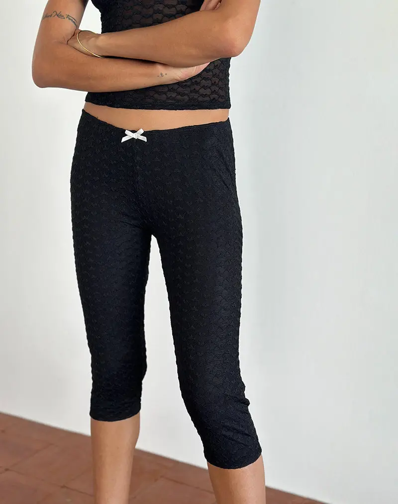 Asih Capri Trousers In Black Heart Lace 1