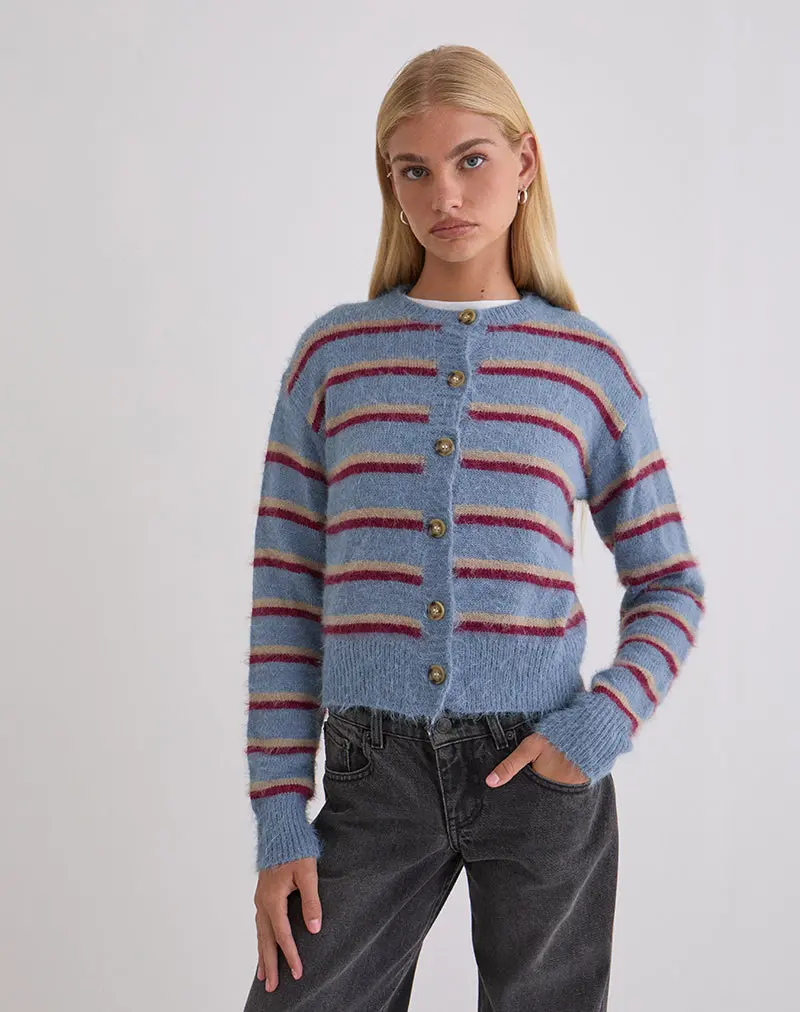 Audrina Cardigan In Blue And Red Stripe 1