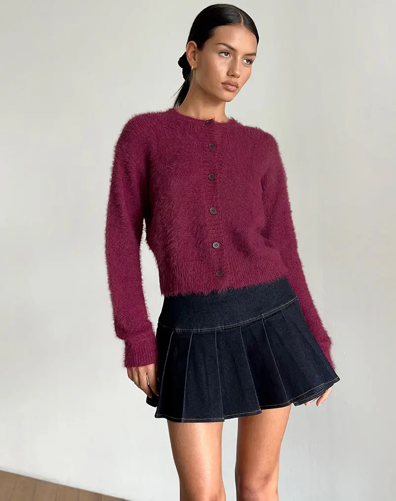 Audrina Cardigan In Fluffy Burgundy 1