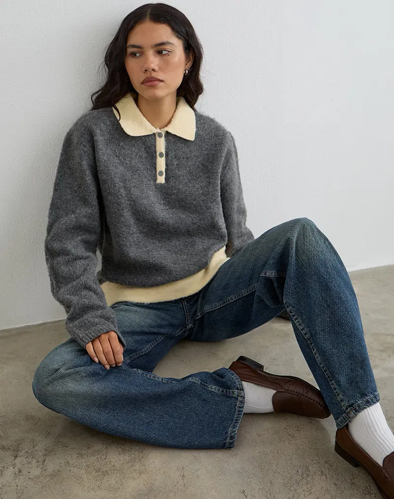 Balamoa Jumper In Knit Grey And Cream 1
