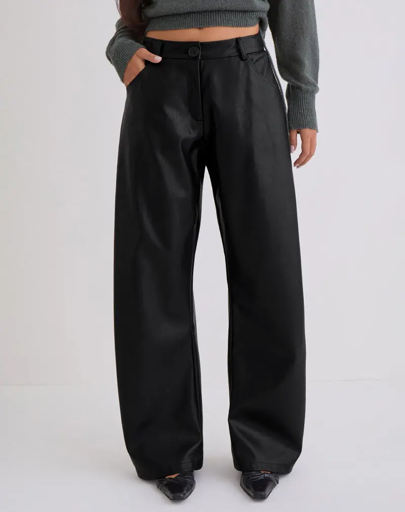 Barvyn Barrel Leg Trouser In Pu Black 1