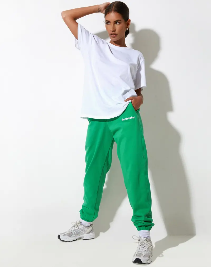 Basta Jogger In Fun Green With 'Live Better' Embro 1