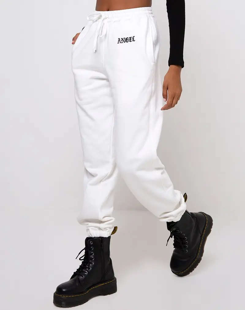 Basta Jogger In White With 'Angel' Embro Black 1