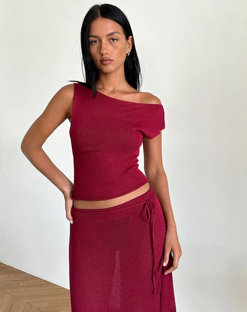 Calypso Top In Sheer Knit Red 1