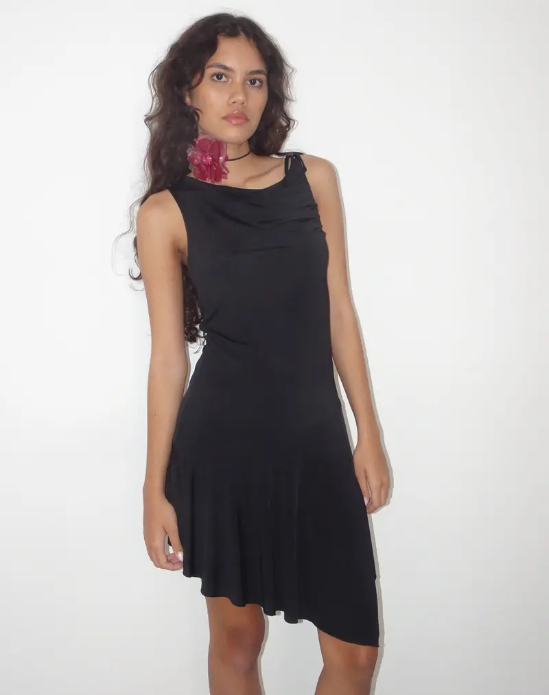 Chaya Slinky Mini Dress In Black 1