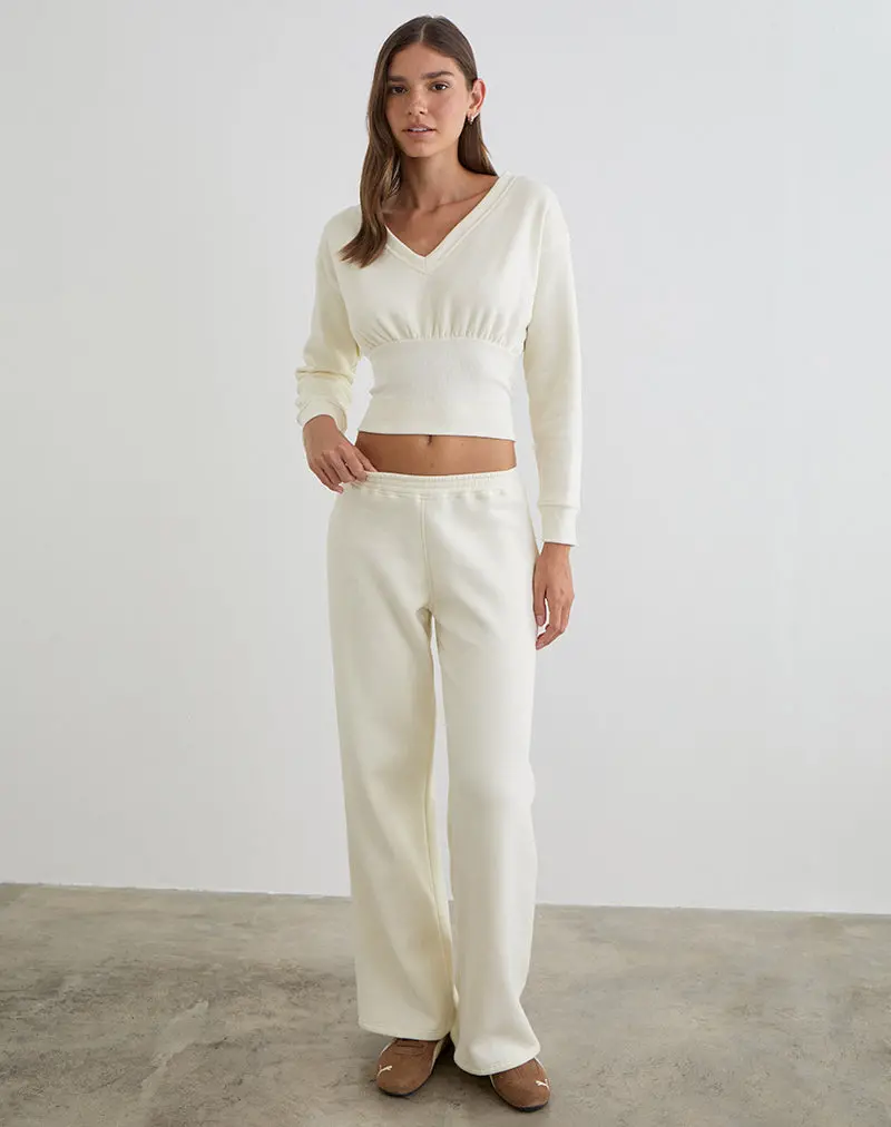 Cille Loose Jogger In Fleece Winter White 1
