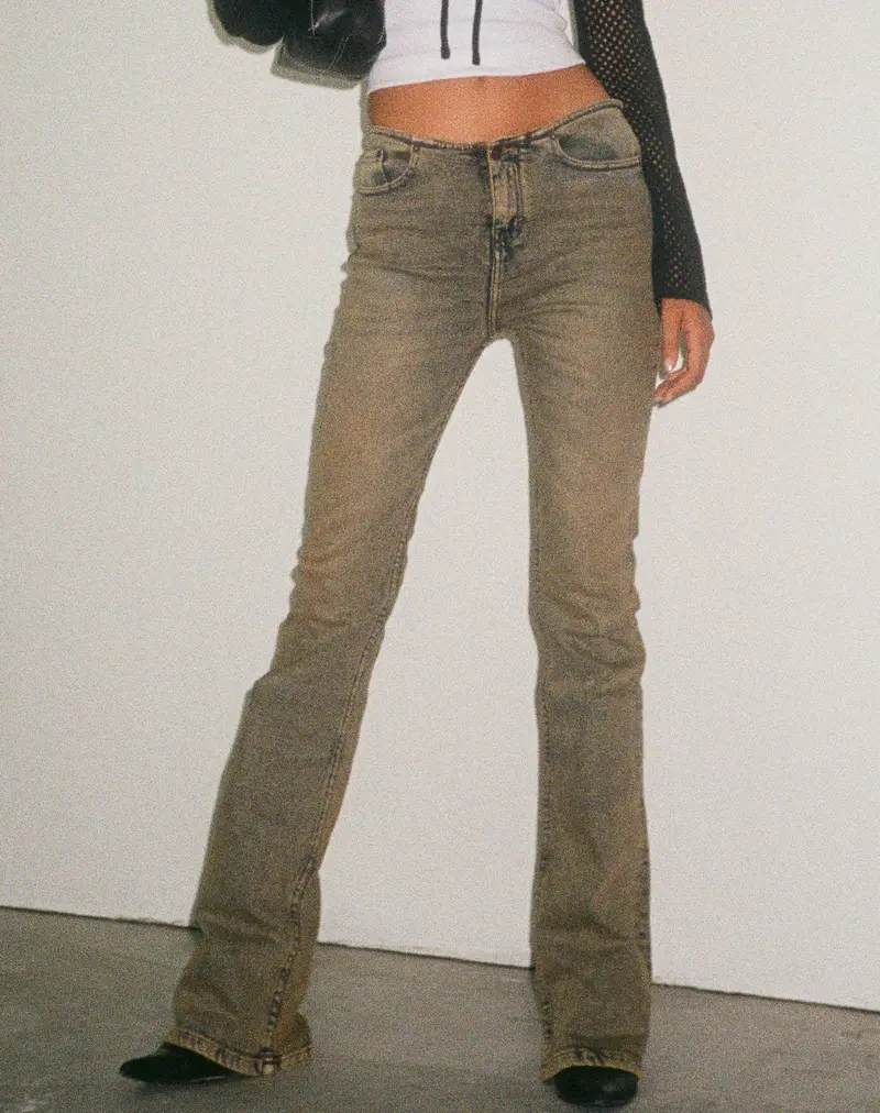 Clean Waist Low Rise Jeans In Sandy Blue 1