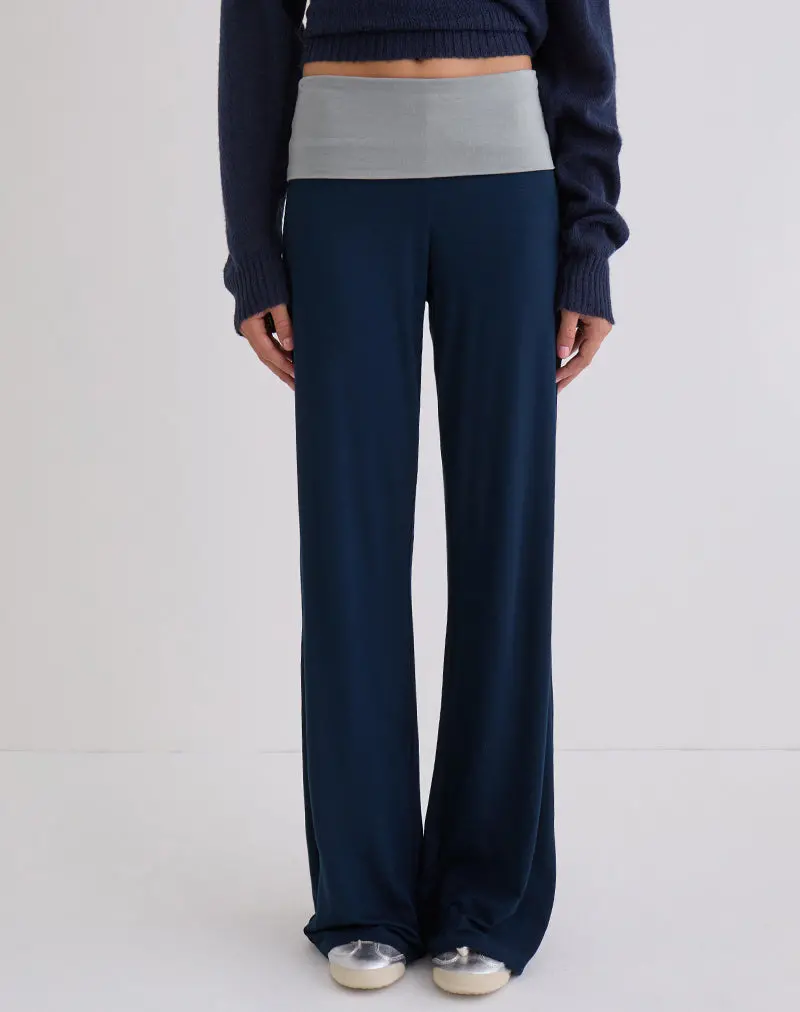 Coreta Foldover Trouser In Navy Grey Combination 1
