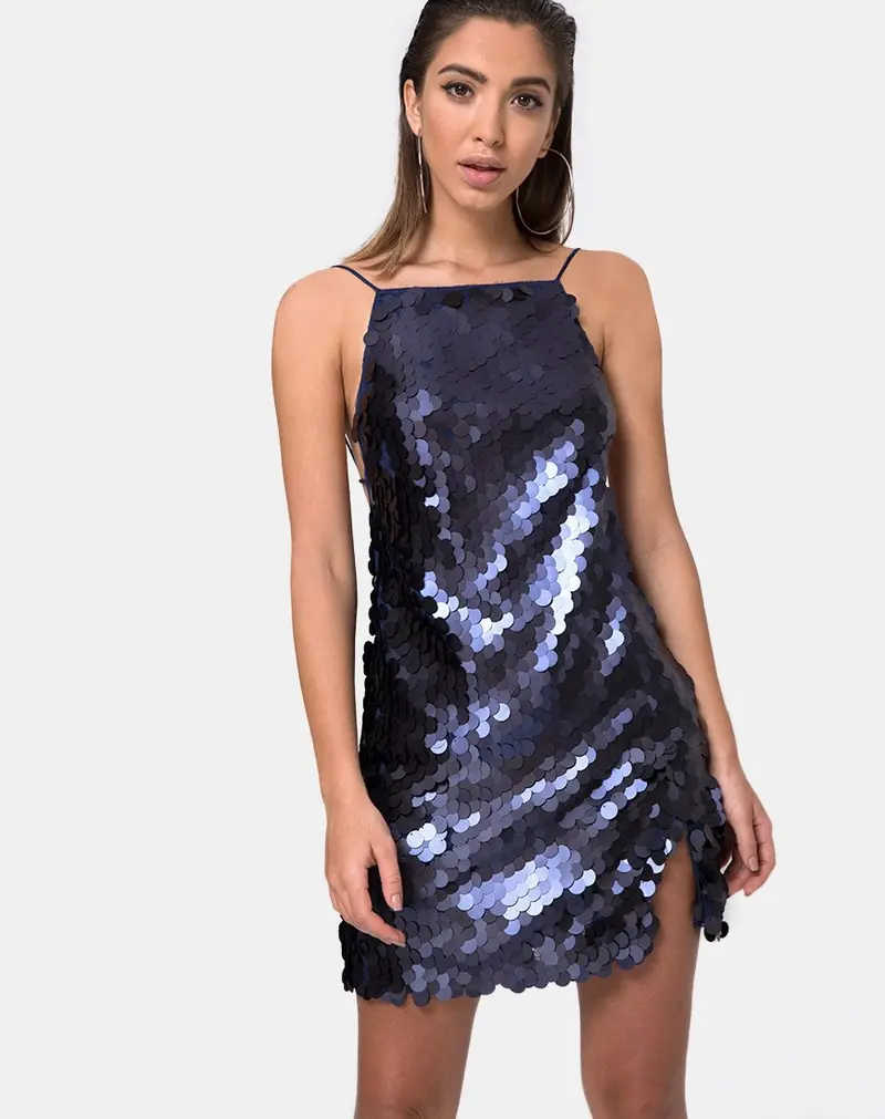 Corine Dress In Fishcale Sequin Midnight 1