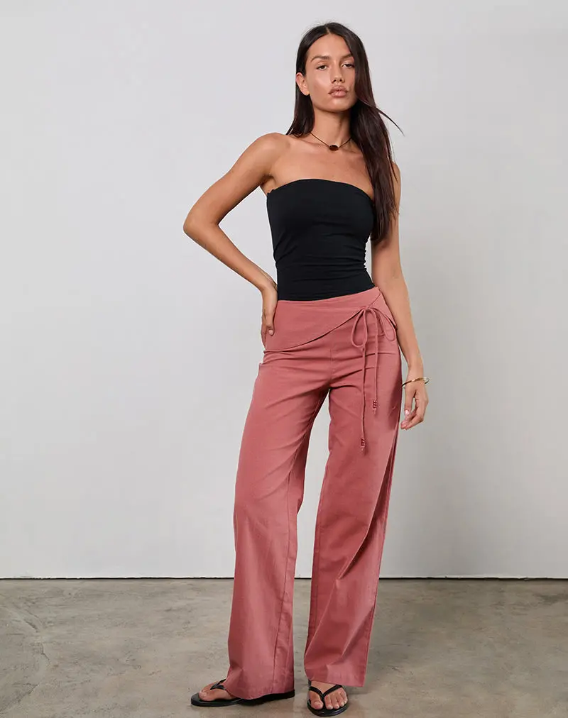 Cursa Trouser With Belt In Linen Tuscan Red 1