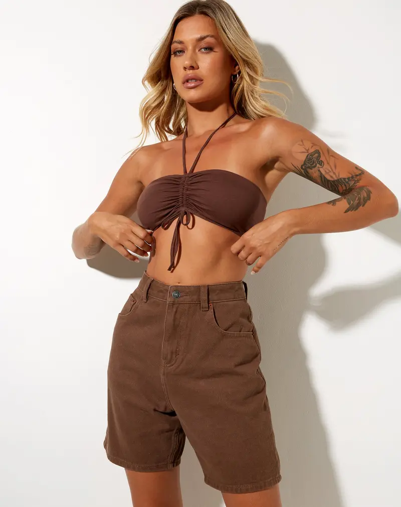 Dad Denim Shorts In Rich Brown 1