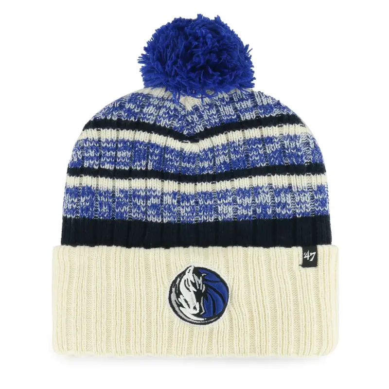 Dallas Mavericks 47 Brand Youth Beige Horsehead Pom Knit 1