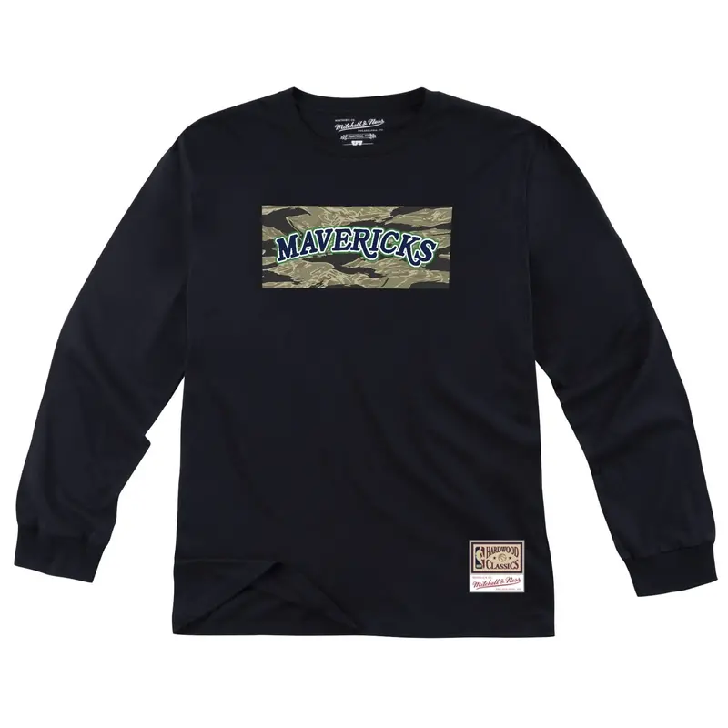 Dallas Mavericks Mitchell And Ness Wordmark Camo Tiger Long Sleeve 1