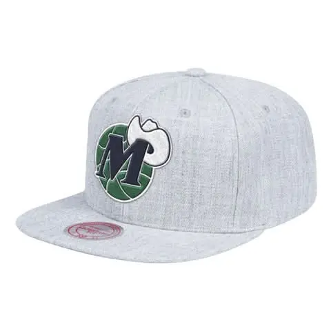 Dallas Mavericks Mitchell & Ness Hardwood Classic M-Hat Heather Grey Snapback Cap 1