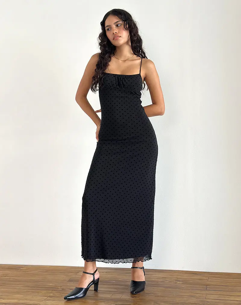 Darsih Maxi Dress In Basic Polka Black Flock 1