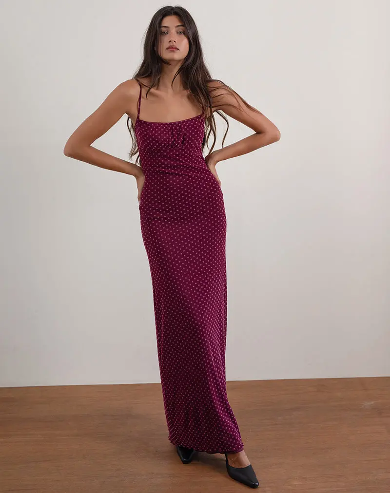 Darsih Maxi Dress In Basic Polka Flock Berry 1