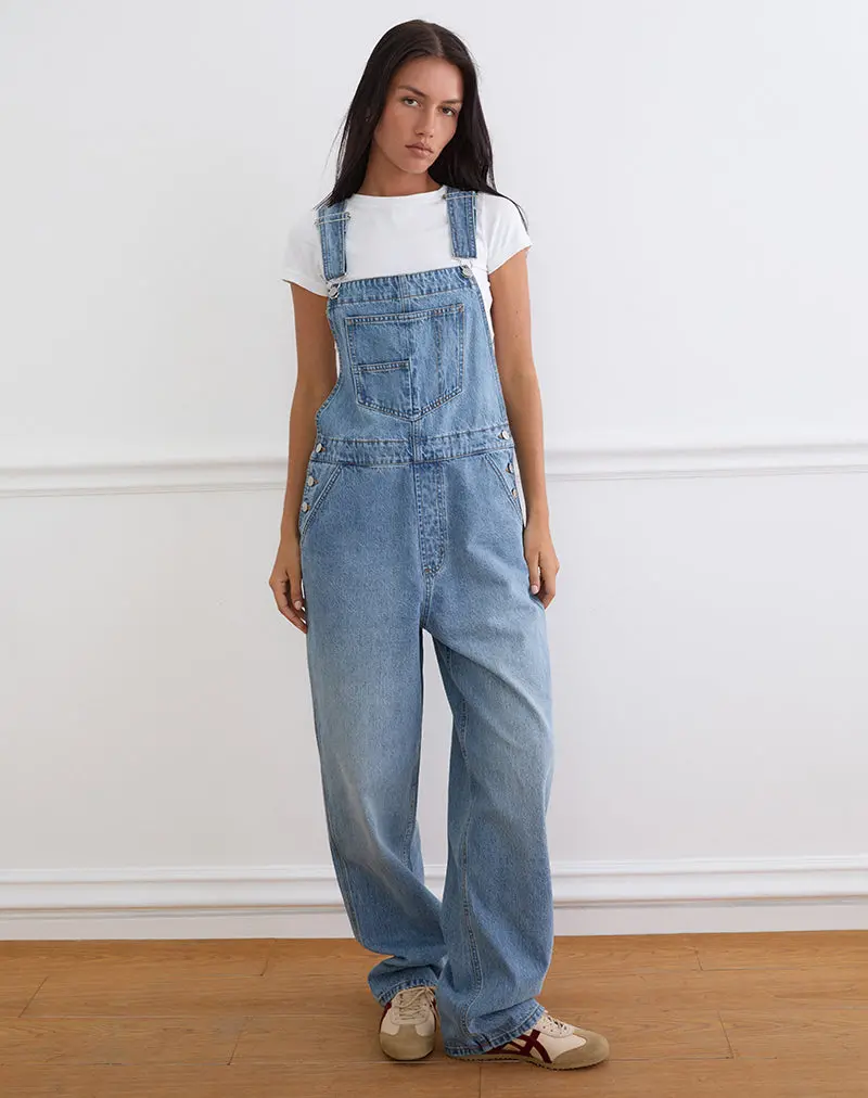 Denim Overalls In Bright Blue Used 1
