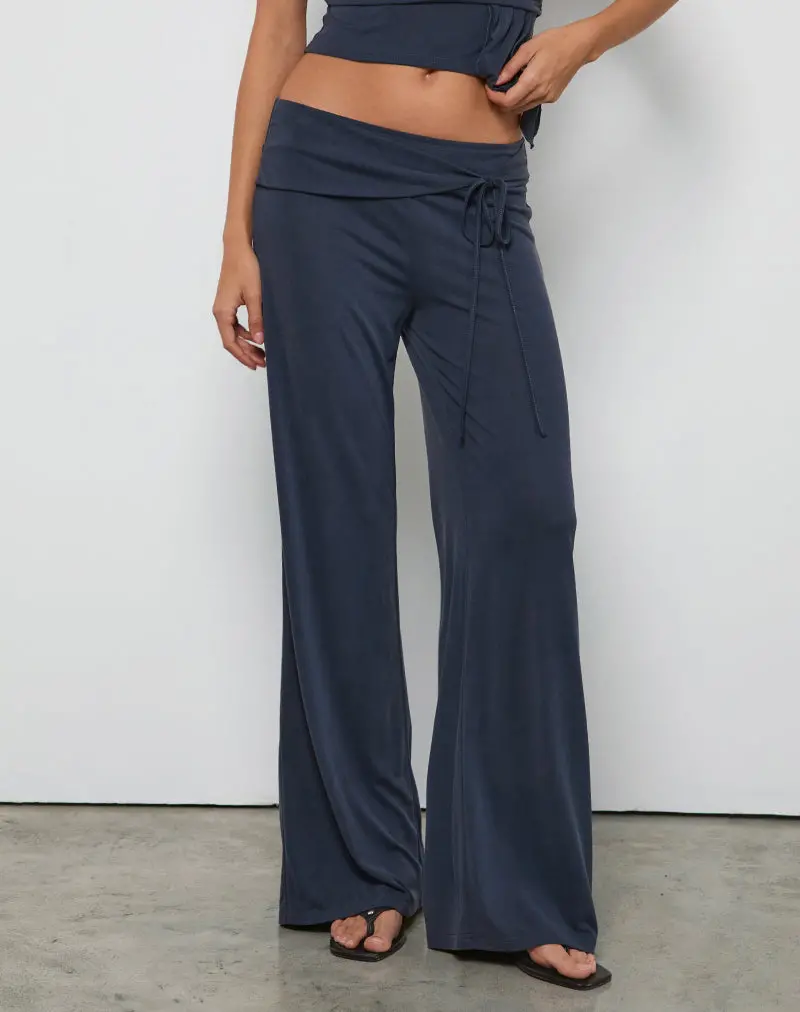 Donata Trouser In Ocean Storm With Belt 1