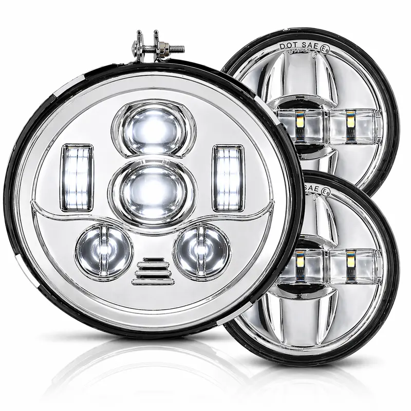 Eagle Lights 1997-2003 Honda Valkyrie Round Projection Led 7" Headlight And 4.5" Passing Lights 2