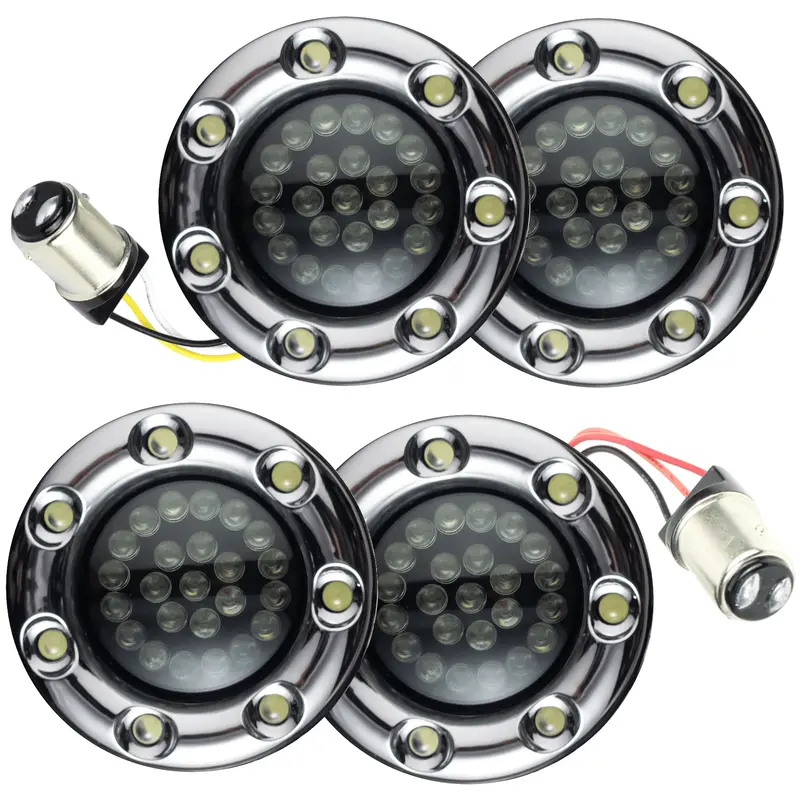 Eagle Lights 2” Infinity Beam Front And Rear (1157) Led Turn Signal Kit W/ Running Led Light Ring Covers For Harley-Davidson® Motorcycles 2
