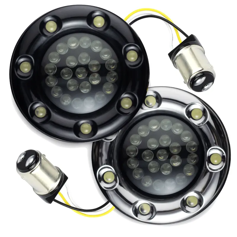 Eagle Lights 2” Infinity Beam Front Led Turn Signals With Integrated Trim Rings And White Halo Running Lights For Harley-Davidson® Motorcycles 1