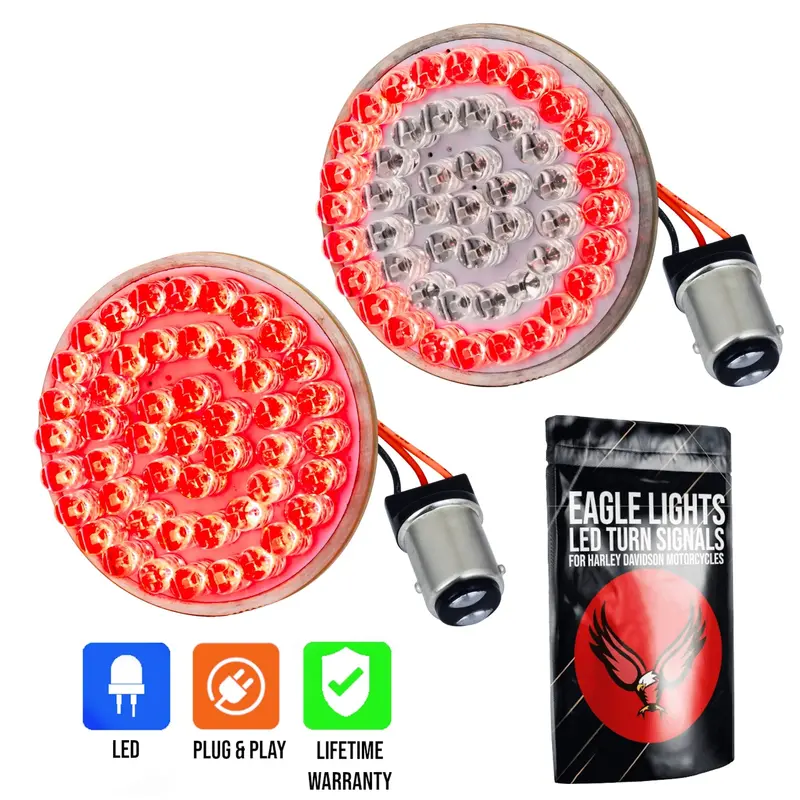 Eagle Lights 2" Rear Led Turn Signals, Running And Brake Lights For Harley-Davidson® Motorcycles- Generation I / 1157 Base / Red 1