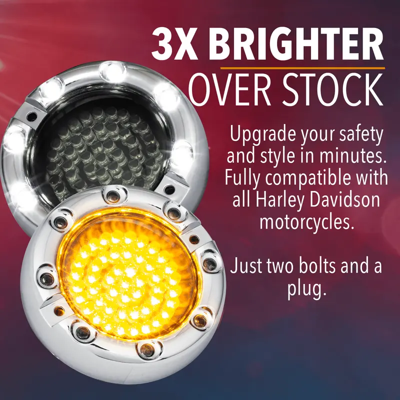 Eagle Lights 3 1/4” Infinity Beam Front Led Turn Signals With Running Led Light Ring For Harley-Davidson® Motorcycles 2