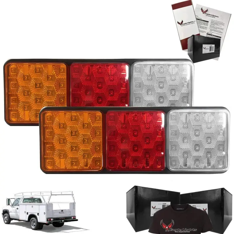 Eagle Lights 8002 Led Module - Generation Ii Rubbolite Universal Rear Lamp Replacement 12V / 24V 4" X 4" Lenses- Left / Right - Double Pack 1