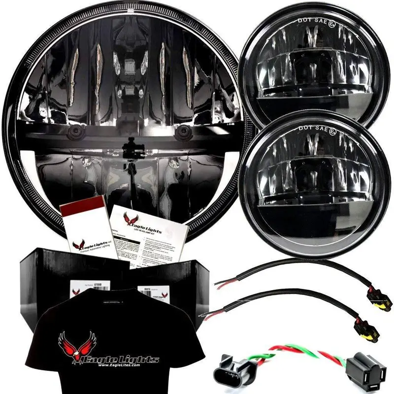 Eagle Lights Complex Reflector Series 7" Round Led Headlight With Led Passing Lights For Harley-Davidson® 1