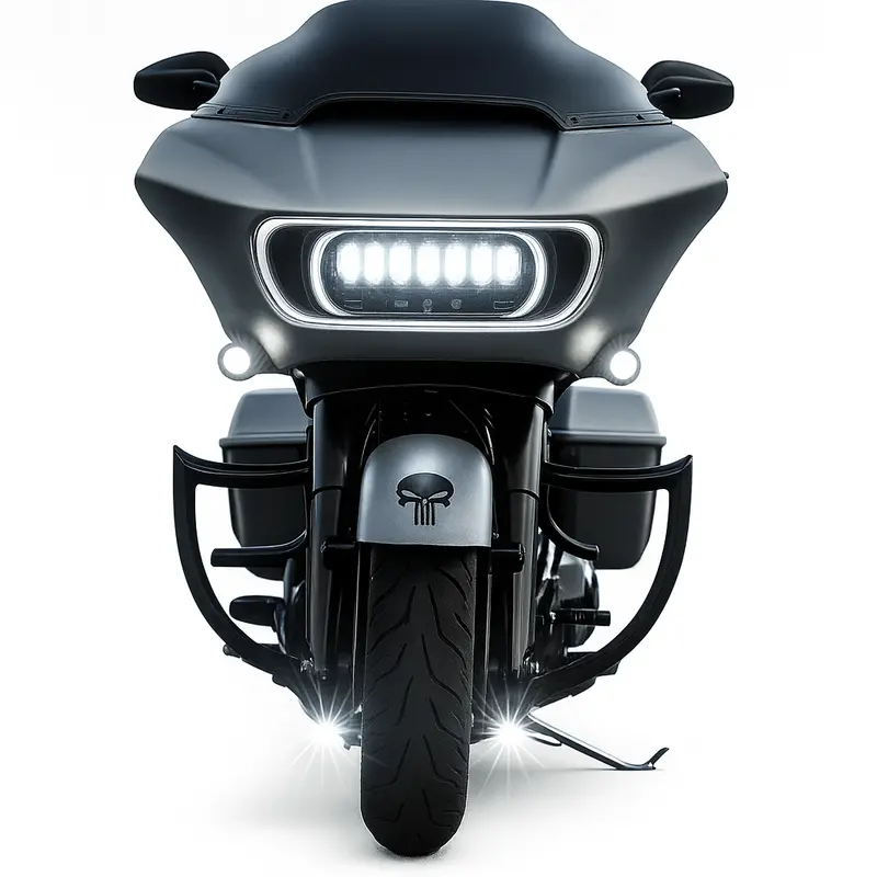 Eagle Lights Halos Drl Bezel With Vent Inserts And White Led Running Lights For Harley-Davidson® Road Glide Motorcycles 1