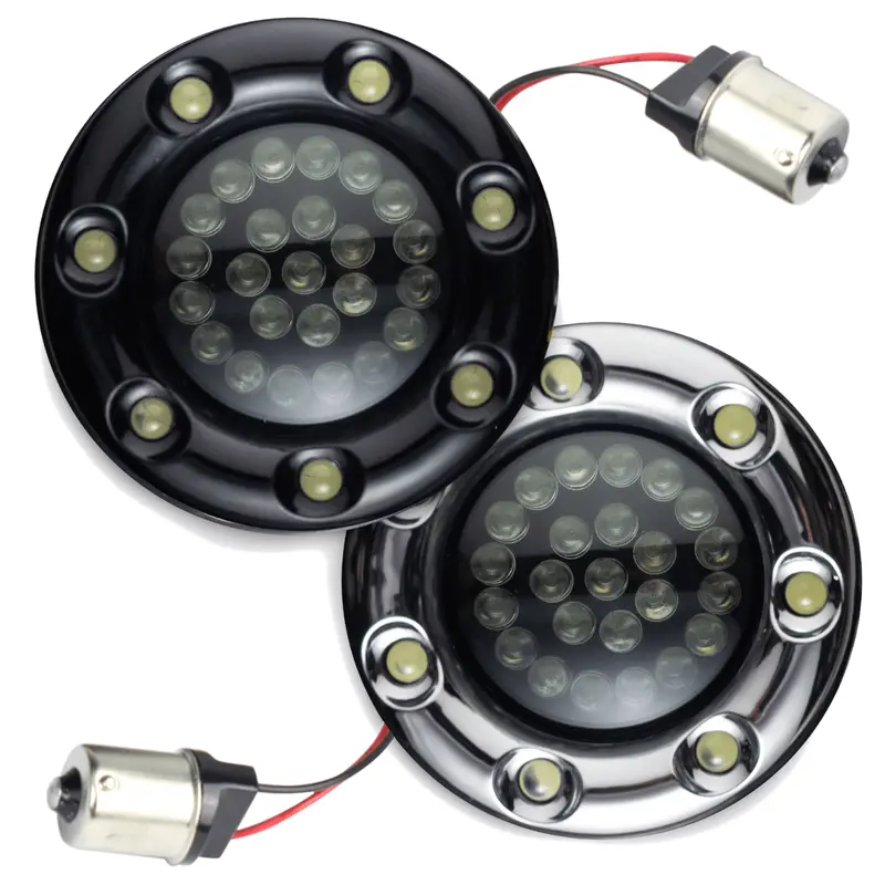 Eagle Lights Infinity Beam 2” Rear Led Turn Signals With Led Ring Covers For Harley-Davidson® - Rear 1156 / Red Leds 1