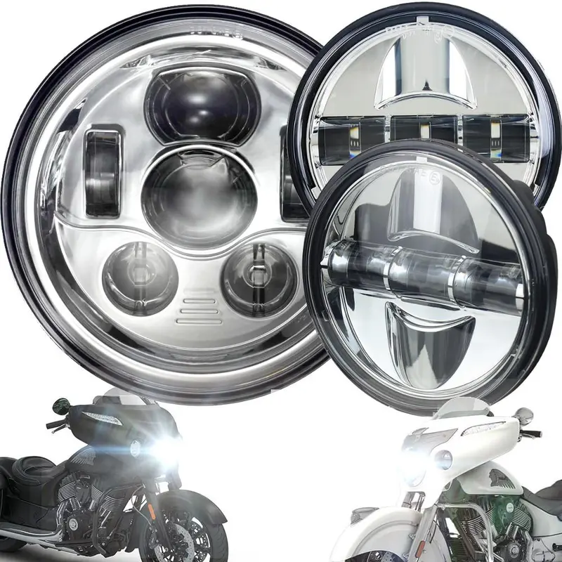Eagle Lights Led Headlight And Spot Light Upgrade For Indian® Chieftain, Chief Vintage, Springfield, Chieftain Classic, Roadmaster 1