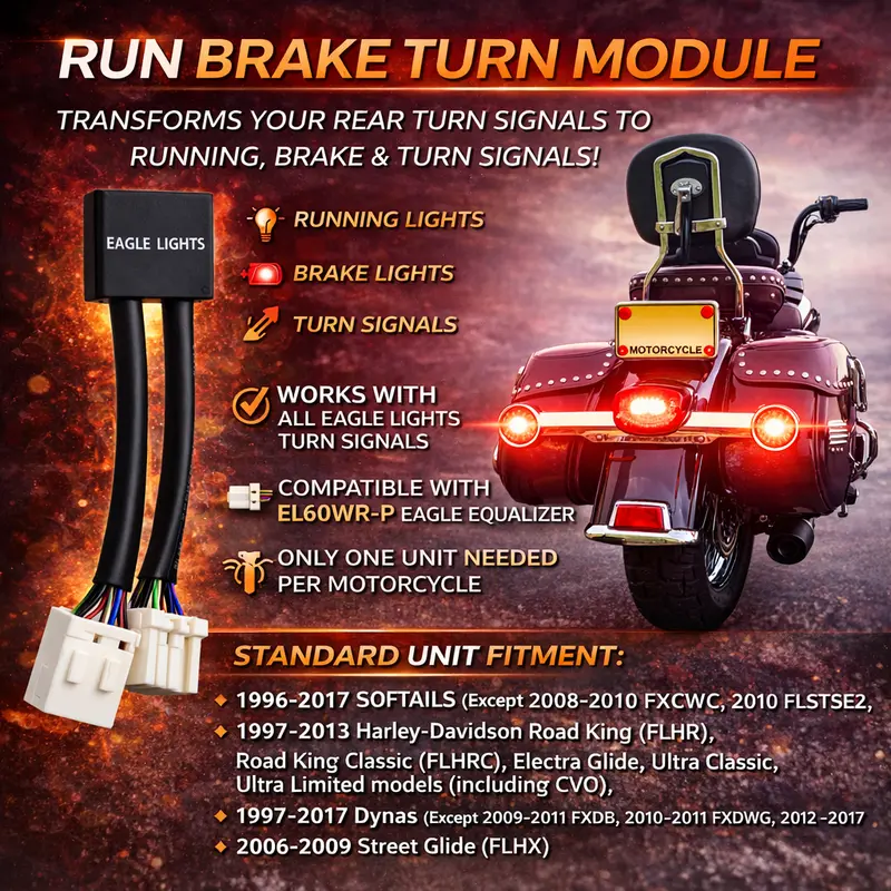 Eagle Lights Run / Brake / Turn Module With Brake Burst Strobing Rear Brake Lights For Harley-Davidson® Motorcycles 3