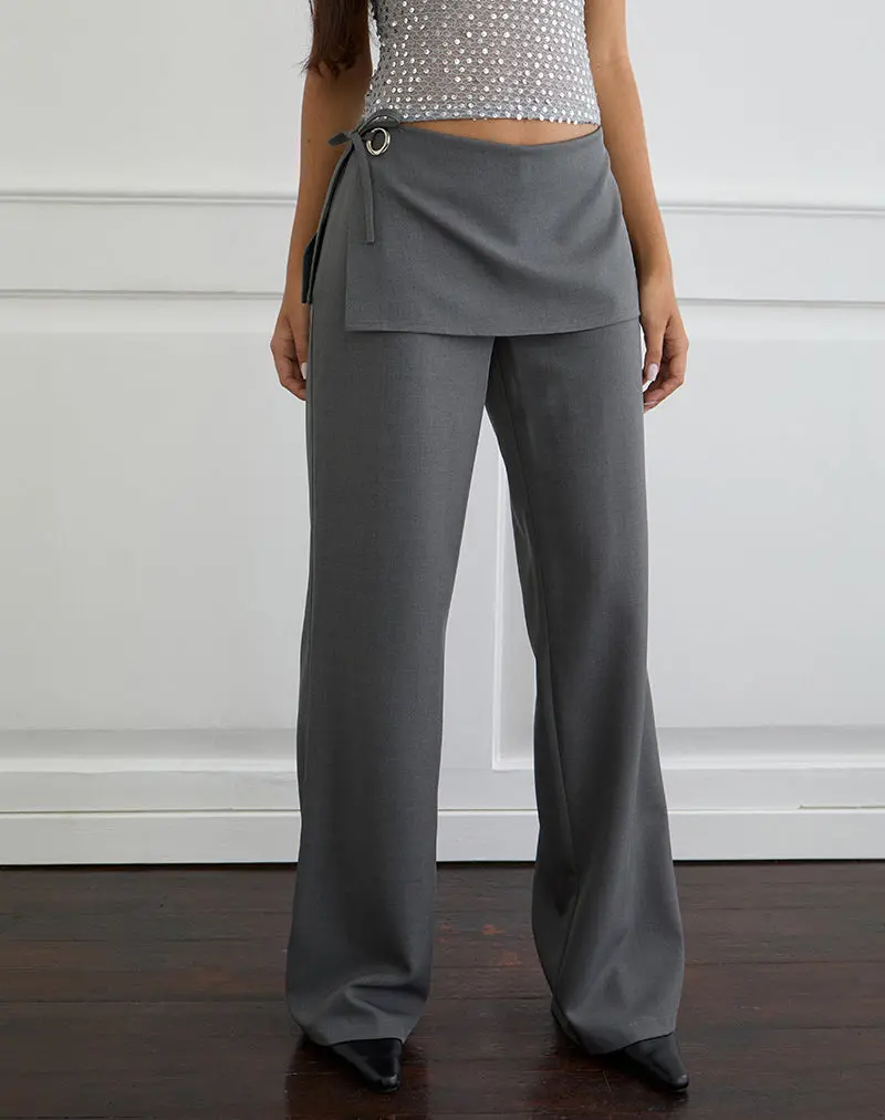 Elka Wrap Trouser In Tailoring Charcoal 1