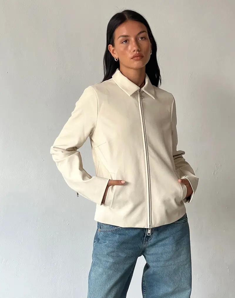 Enid Jacket In Pu Ivory 1
