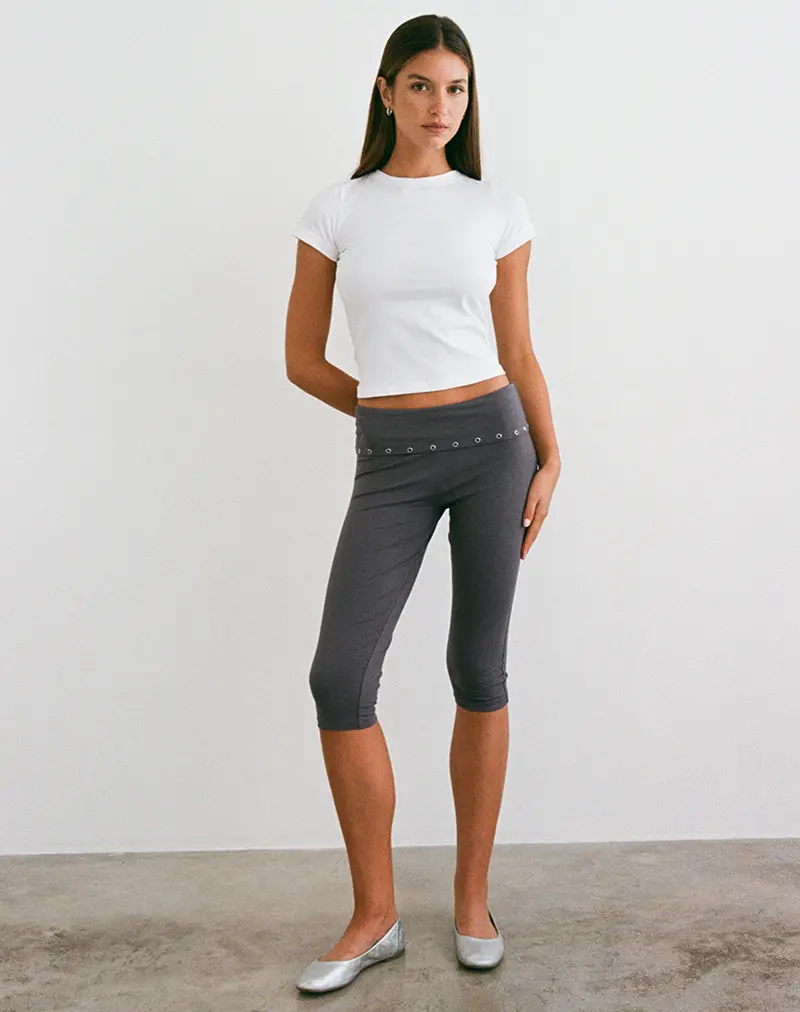 Enmu Capri Trouser In Jersey Charcoal Grey With Eyelets 1