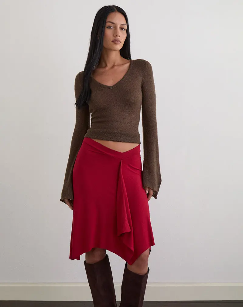 Esmeray Midi Skirt In Adrenaline Red 1