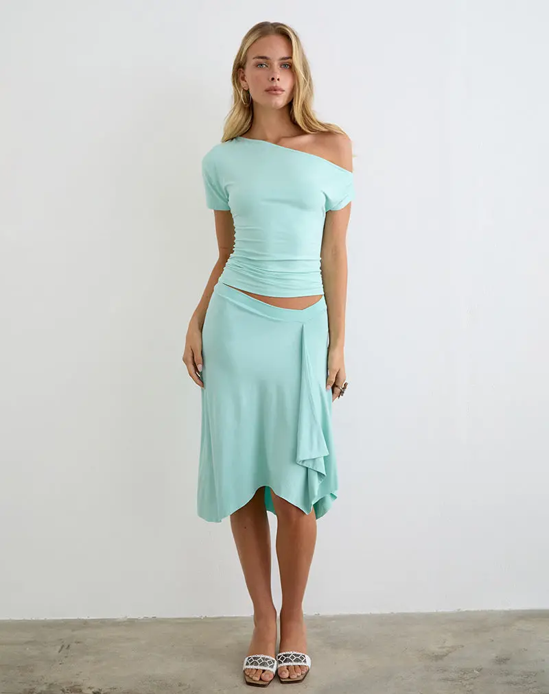 Esmeray Midi Skirt In Rayon Jersey Aqua 1
