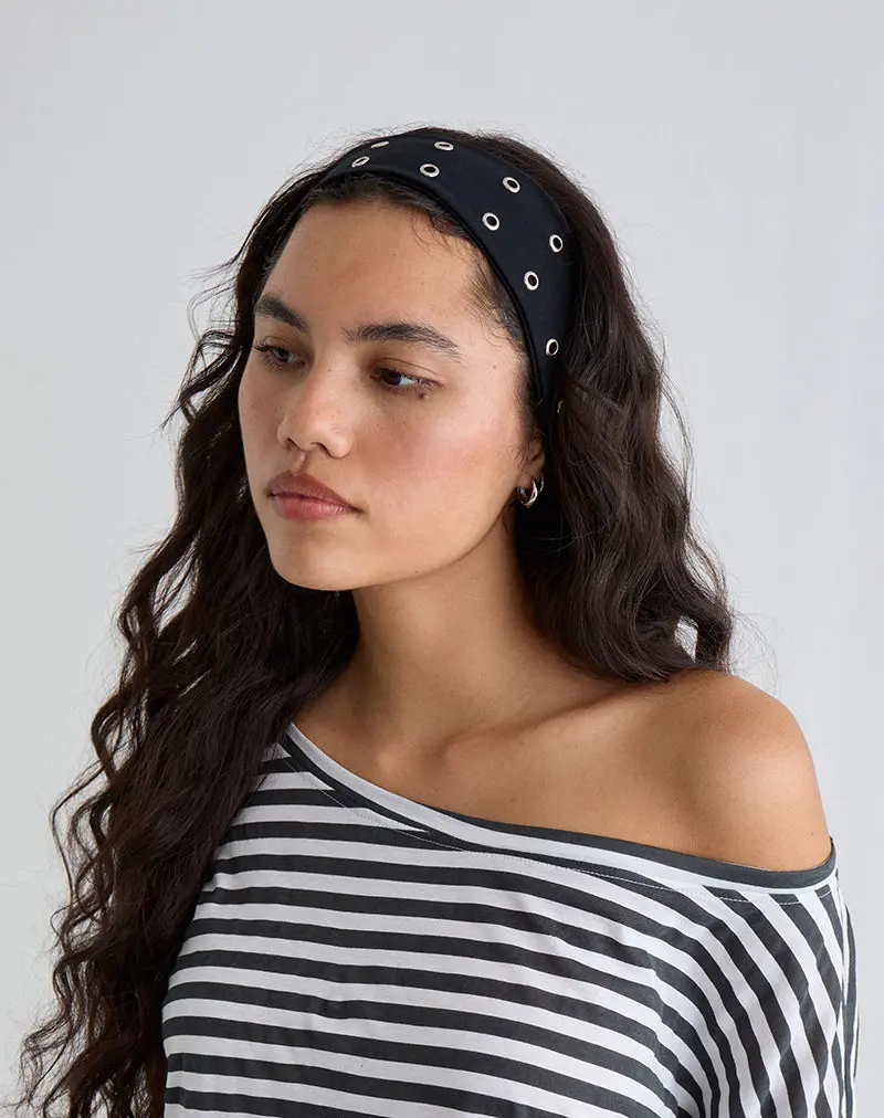Eyelet Headband In Black 1