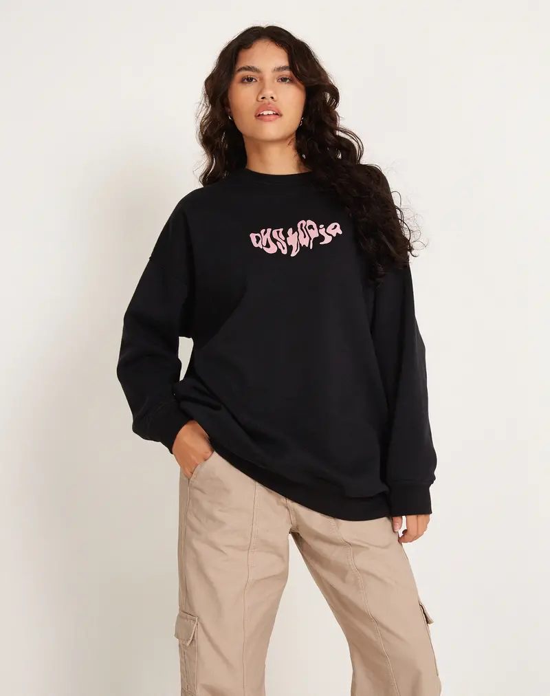 Glo Sweatshirt In Black With 'Dystopia' Motif 1
