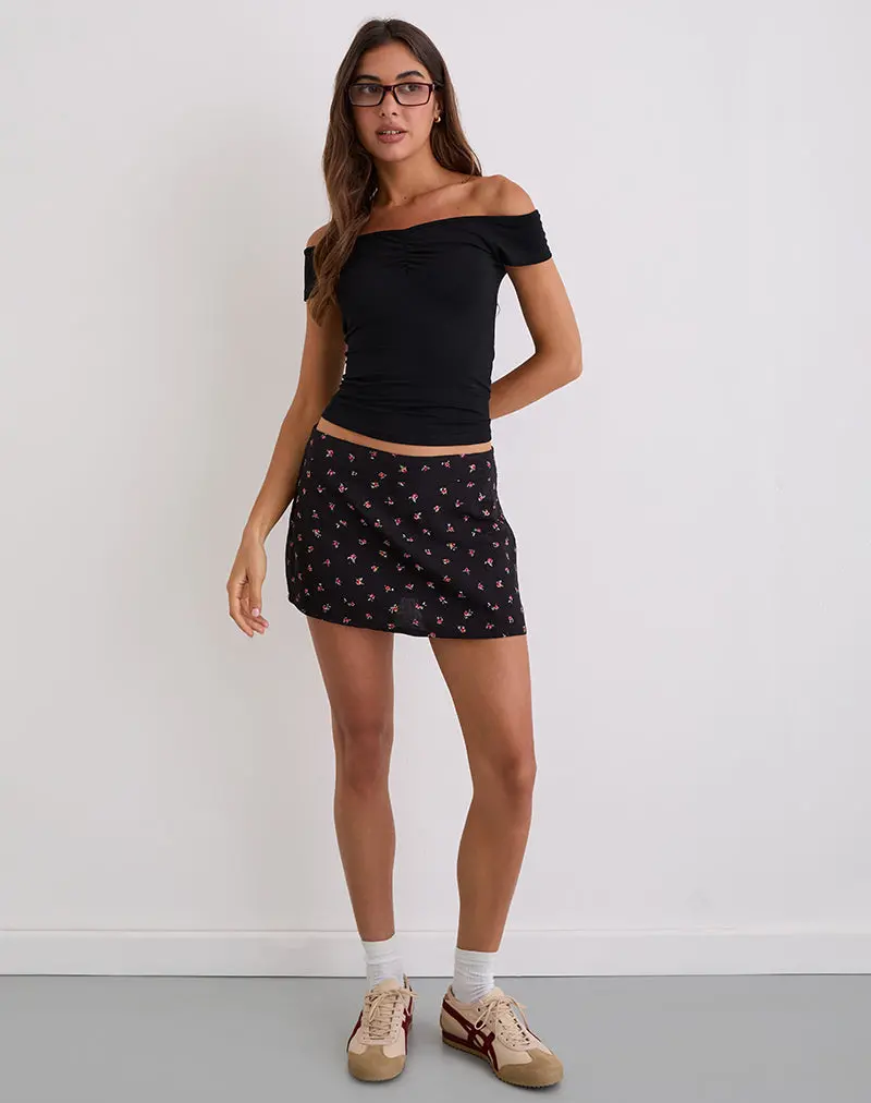 Haruto Skort In Ditsy Rose Garden Black 1