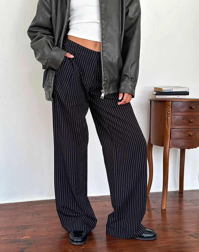 Hondra Trousers In Pinstripe Black 1