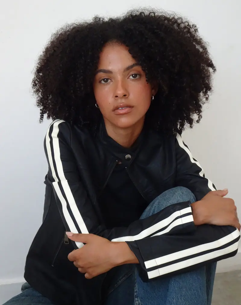 Jacquie Zip Up Biker Jacket In Pu Black 1