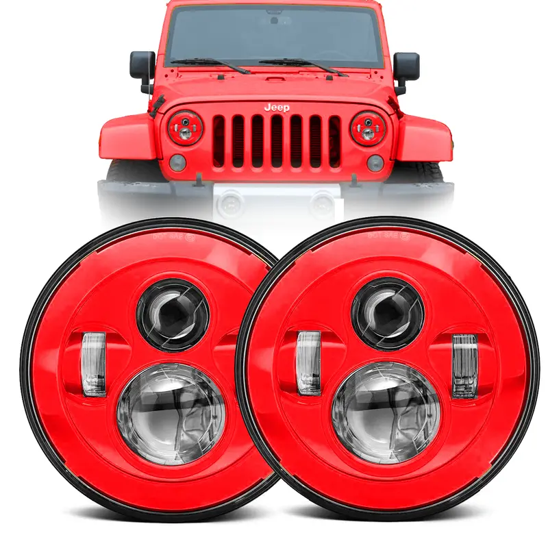 Jeep Colored Led Headlights - Comes With Two Headlights And Anti-Flicker Harnesses 1