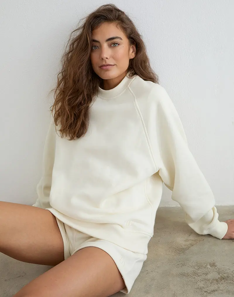 Jorai Sweater In Winter White With Tonal M Embroidery 1